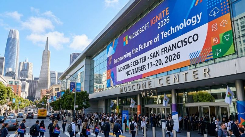 Microsoft Ignite 2026 event banner showing the Moscone Center in San Francisco with the dates November 17–20, 2026